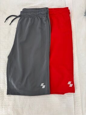 The Children's Place Gray and Red Athletic Shorts Duo